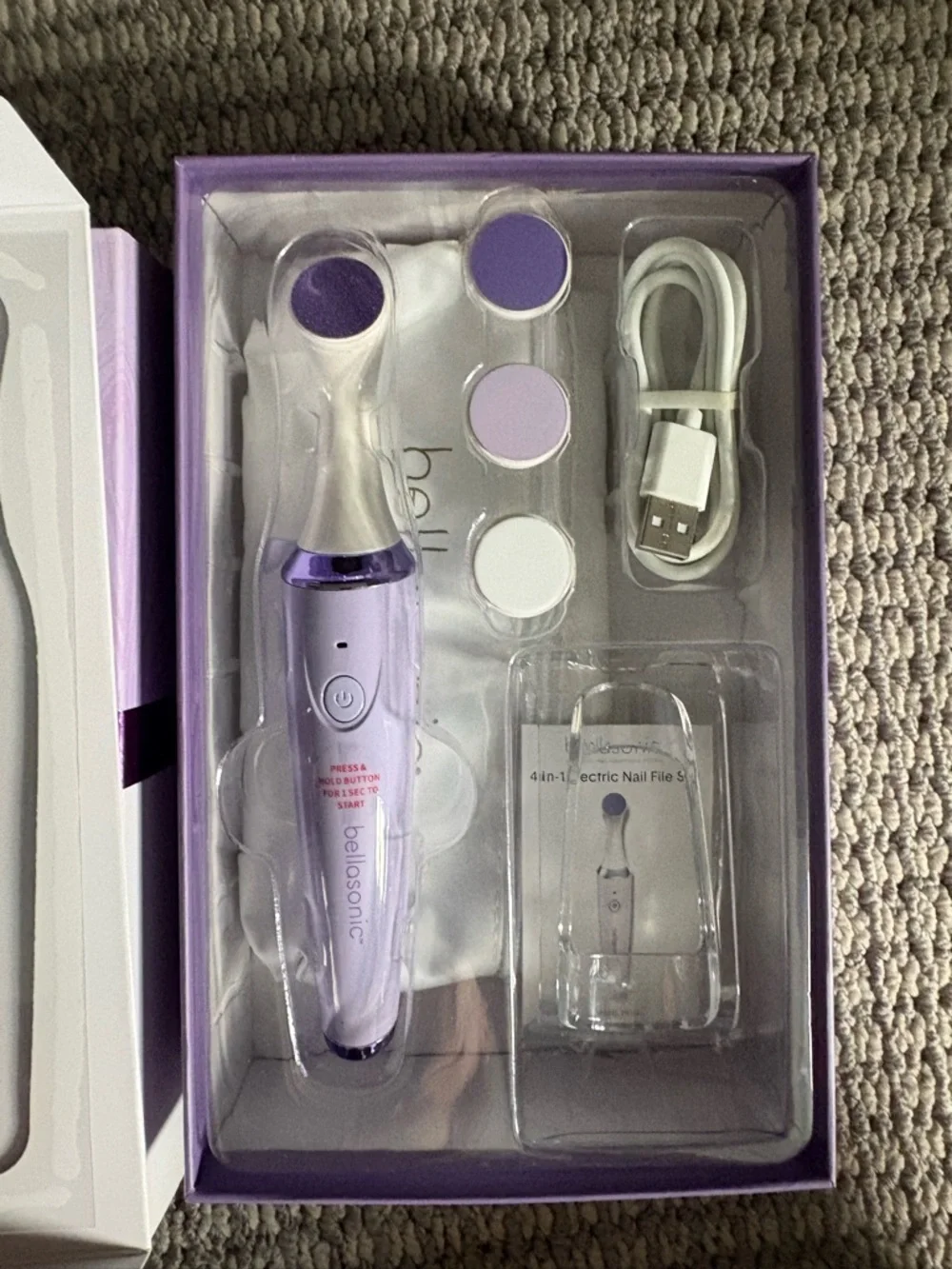 NWT Bellasonic Rechargeable Electric Nail File Kit